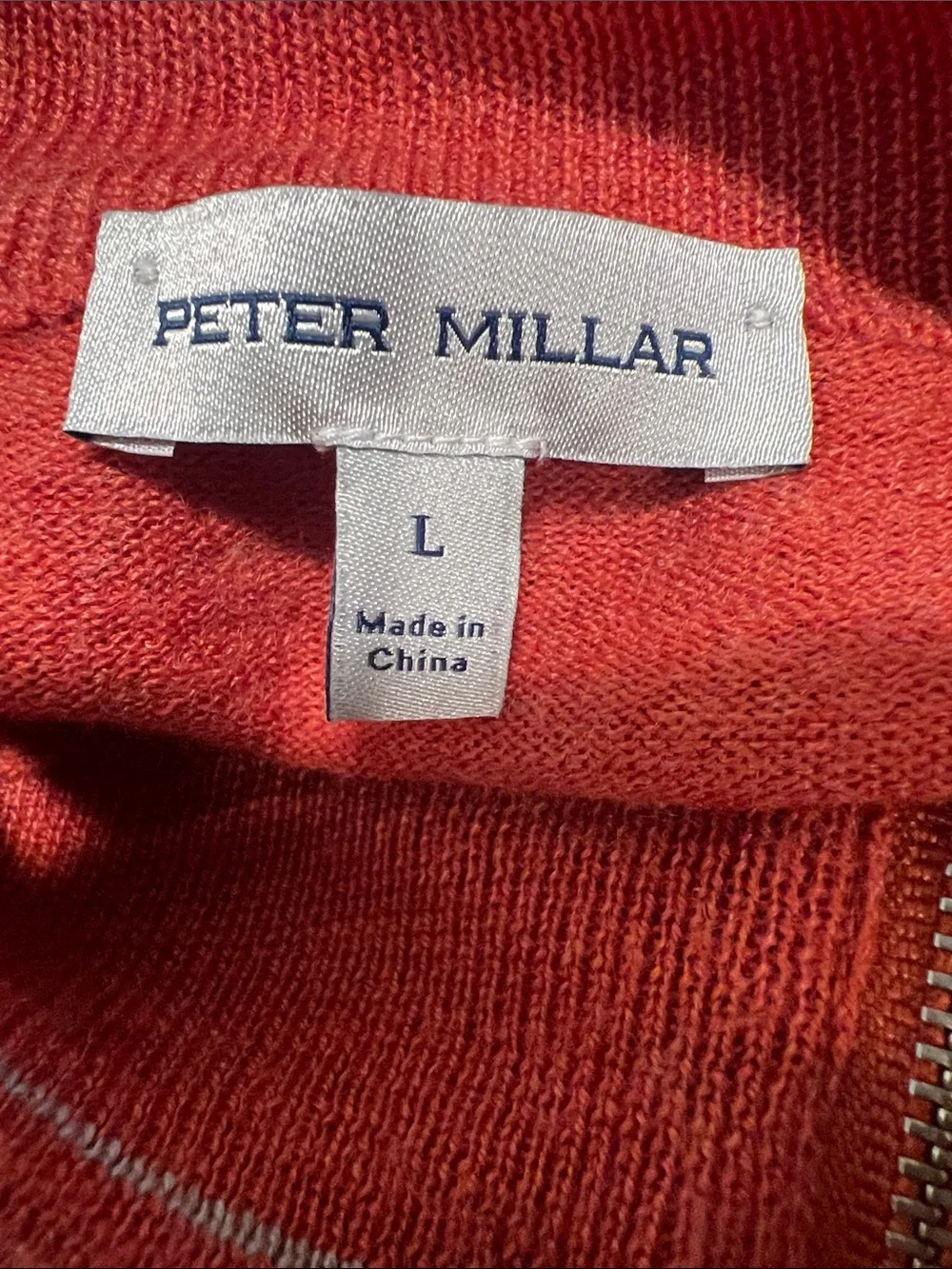 Peter Millar autumn crest  1/4 zip burnt orange merino wool lightweight sweater